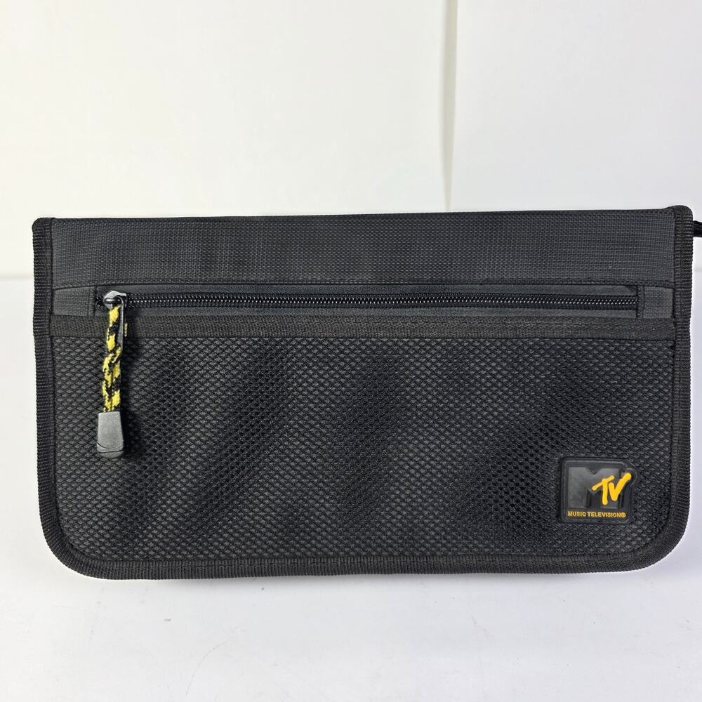 MTV CD DVD Wallet Case 48 Disc Holder Black Zip Organizer Vintage 1999 Music